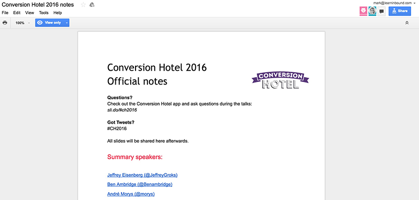 Conversion Hotel - Live Notes