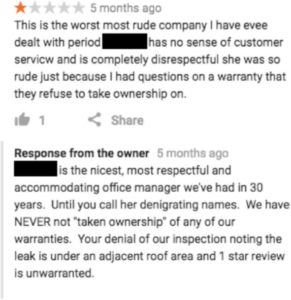 Reply to negative review