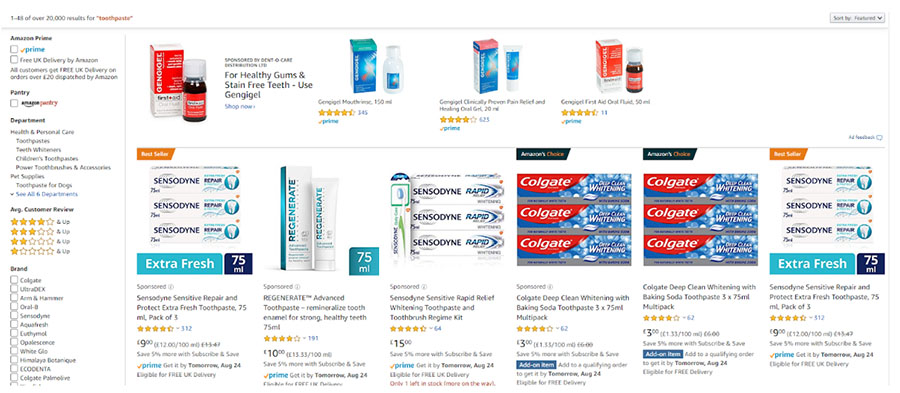 Toothpaste on Amazon