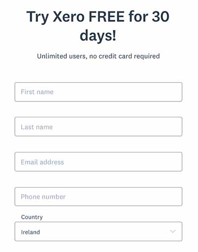 Xero Signup Form