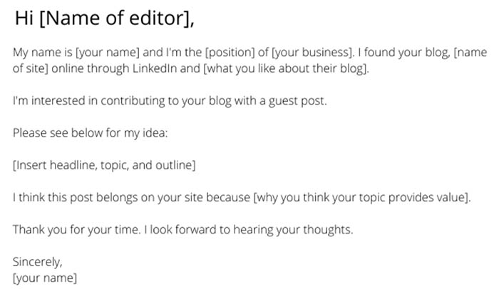 Guest Posting Email Outreach Template